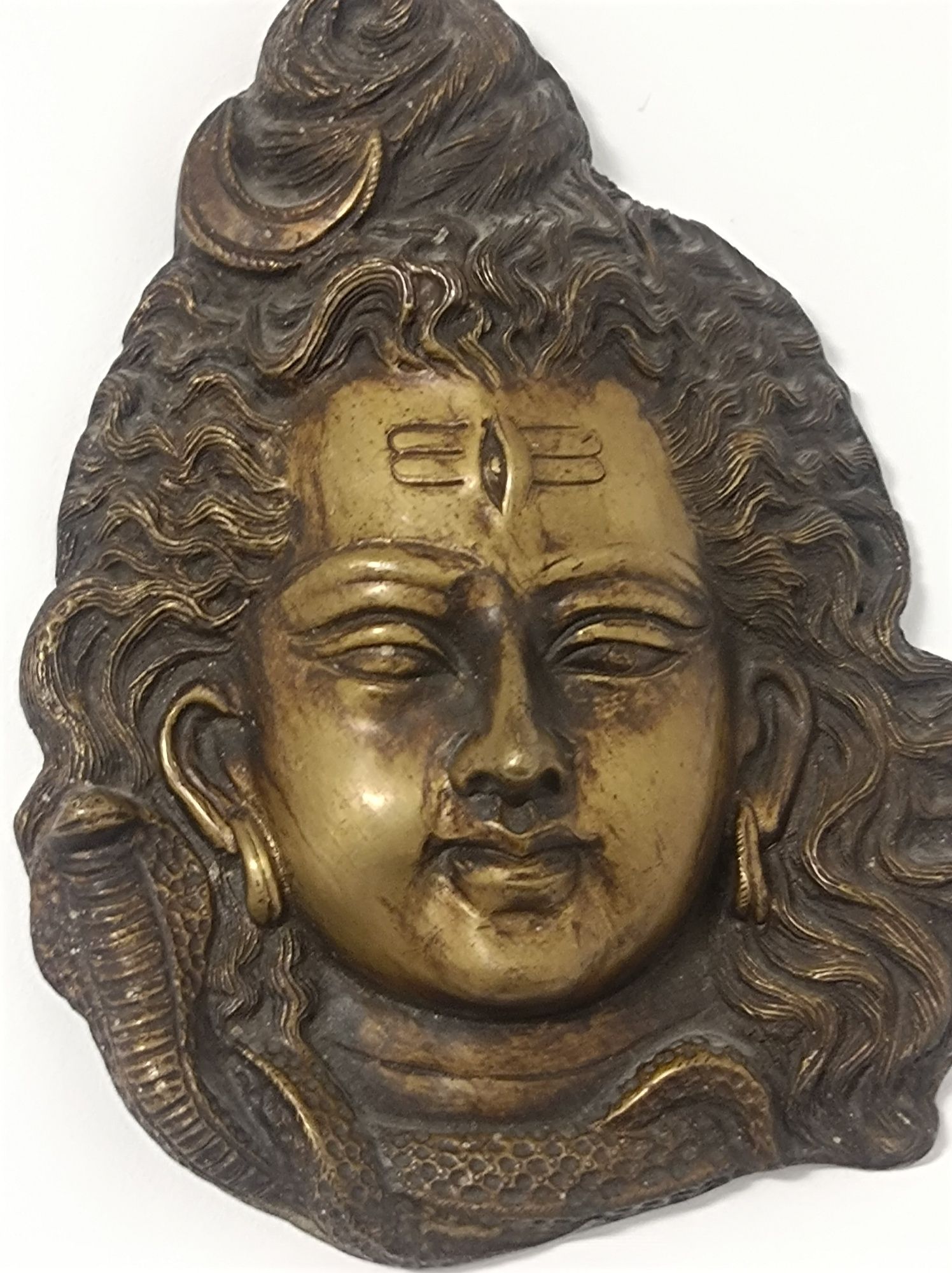 Hinduski Bóg .Artefakt .Głowa Śiwy .Brąz. Antyk.