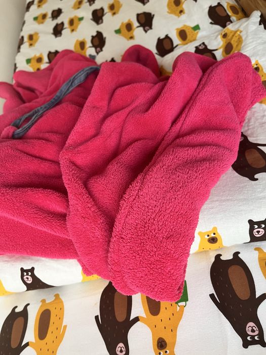 Szlafrok z polaru ciepły różowy