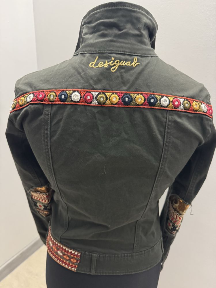 Desigual extra kurtka - katana jeans/ khaki S hafty, extra stan