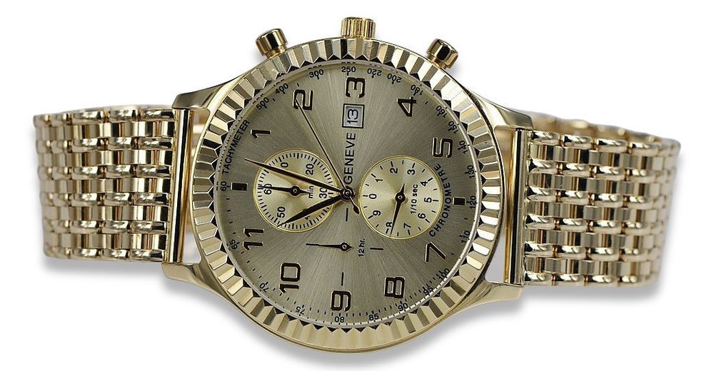 Złoty zegarek 14k 585 z bransoletą męski Geneve mw007y&mwb013y Katowic