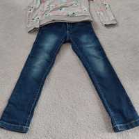 Spodnie dżinsy i bluzka jednorożec H&m i 5 10 15- komplet