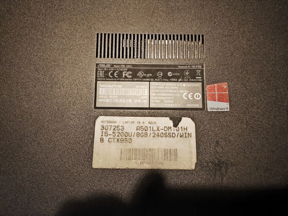 Laptop gamingowy ASUS A501lx proc. I5 GeForce GTX 950M 4 GB dysk SSD