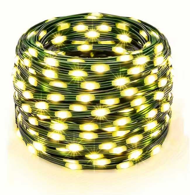 Lampki choinkowe 1000 led 100m światełka drucik ryż ciepły biały