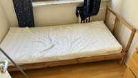 łóżko drewniane jednoosobowe z materacem - możliwy transport