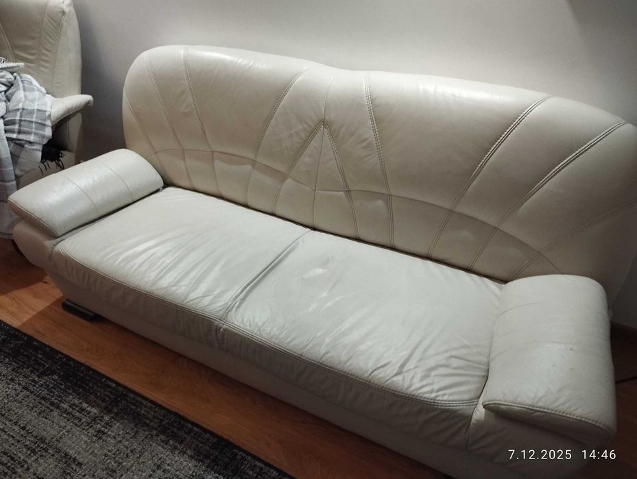 Kanapa skórzana ecru