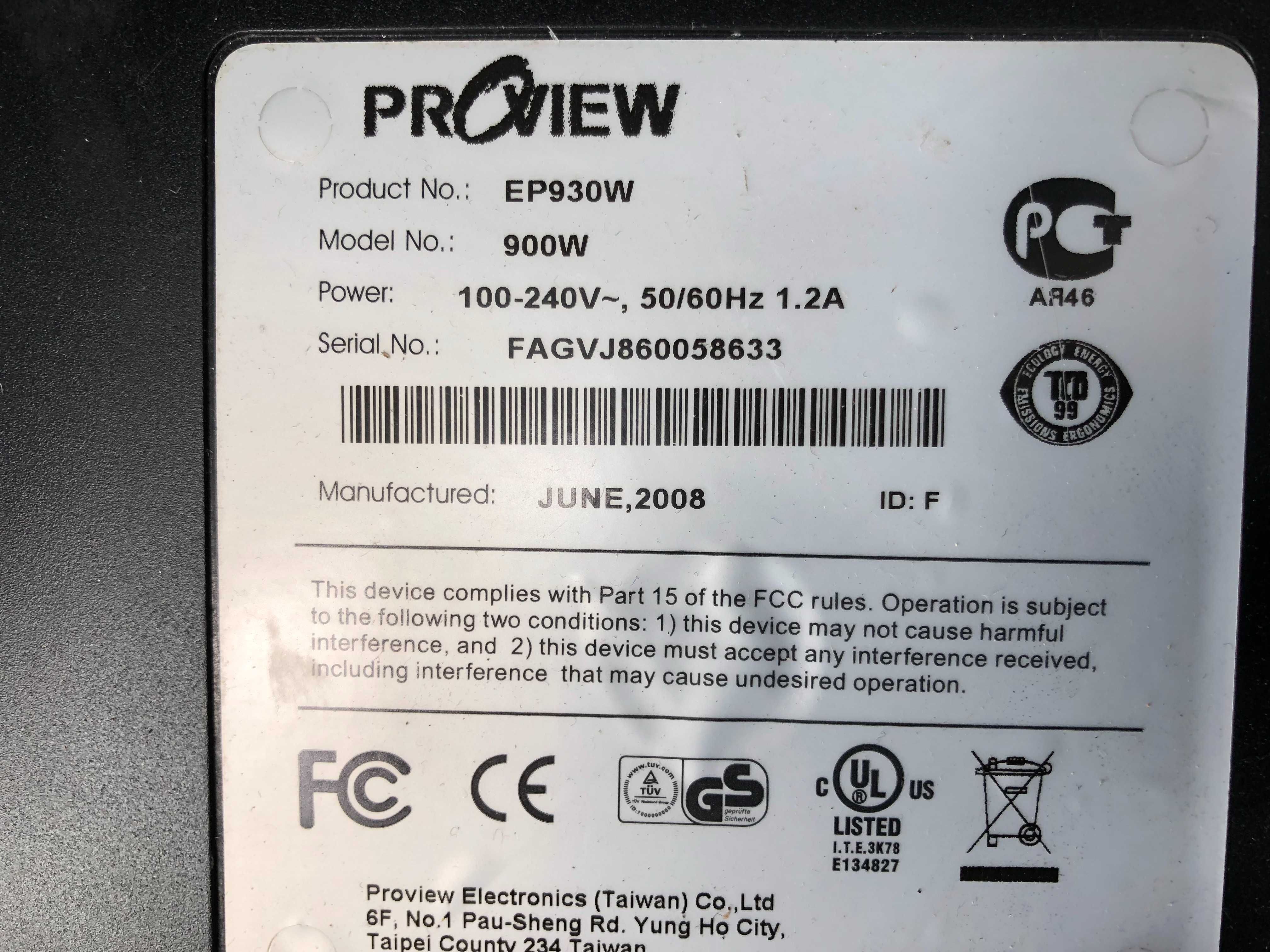 Монитор Рroview ep930w "19" 900W