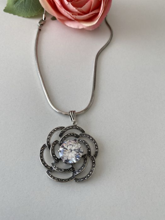 Naszyjnik srebrny z cyrkonią 42 cm