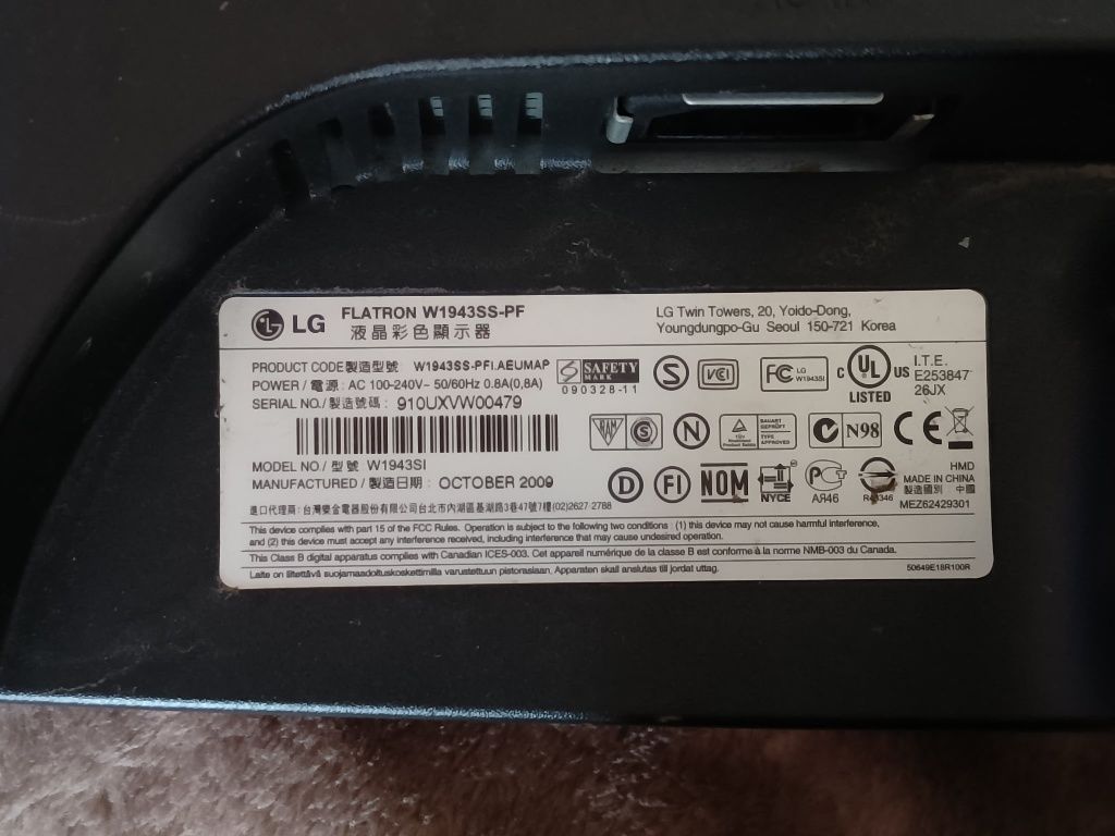 Monitor Lg Flatron W1943SS-PF
