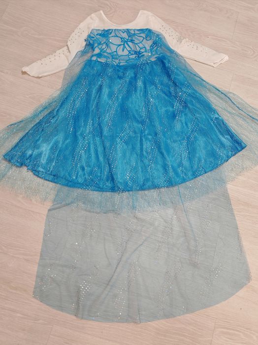 NOWY 110 116 Strój Sukienka Suknia ELSA Akcesoria Frozen Kraina Lodu