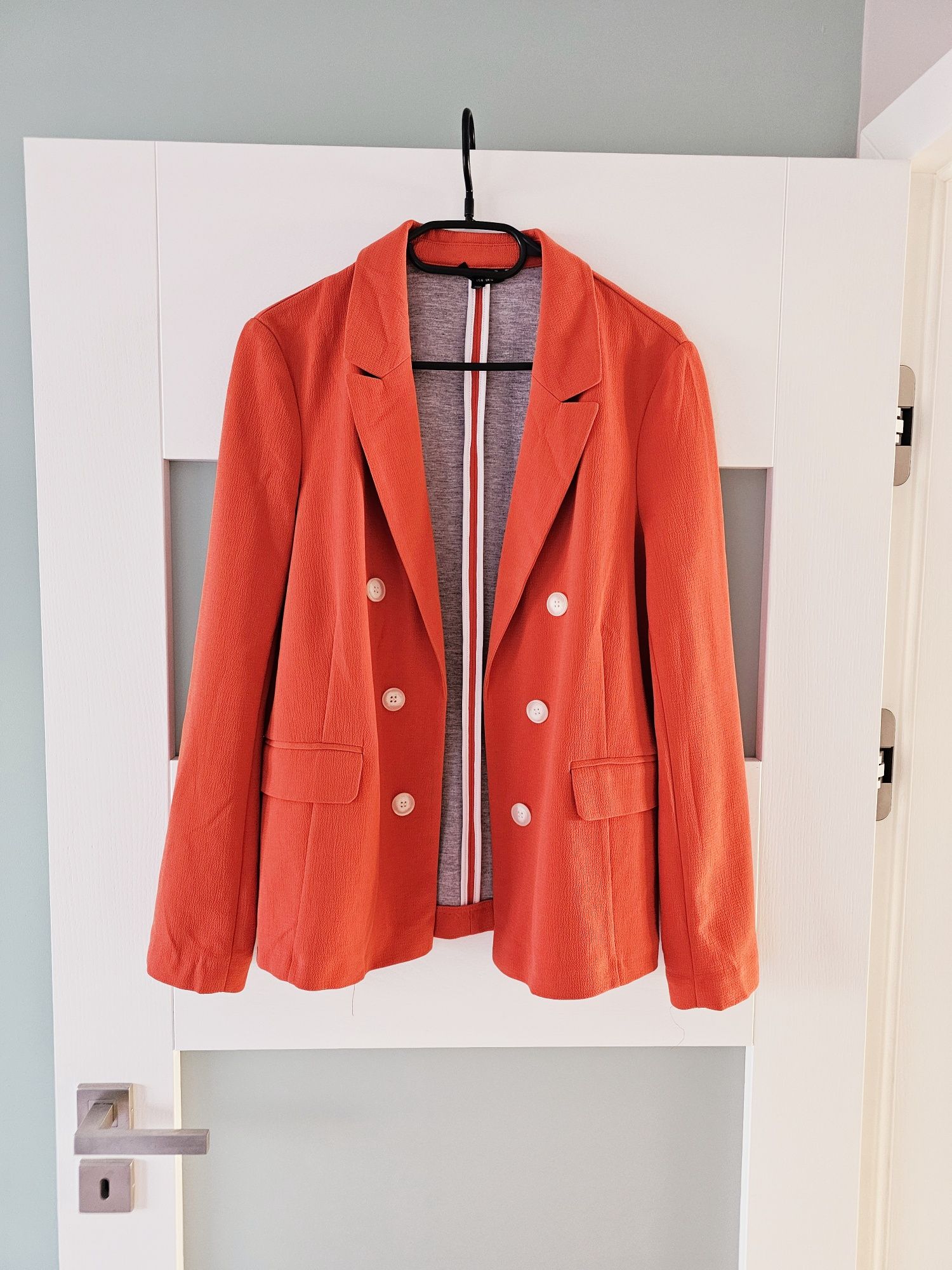 Pomarańczowa marynarka L 40 TopShop dwurzędowa marynarka L 4p
