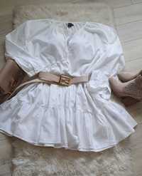 Sukienka letnia biała boho bufiaste rękawy