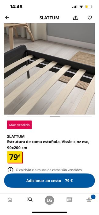 Cama solteiro 90 X 200