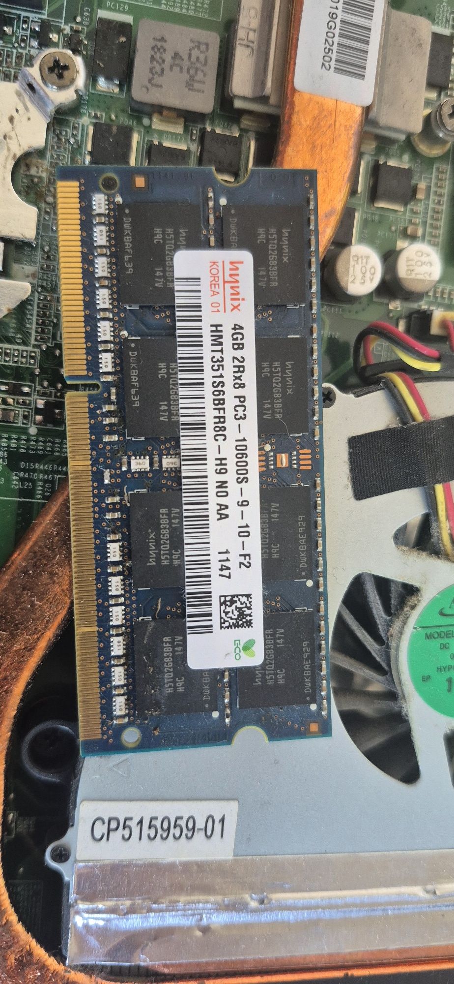 Оперативна пам'ять DDR3 1333 so-dimm hynix 4gb 2rx8 pc3-12600s-98-10-f
