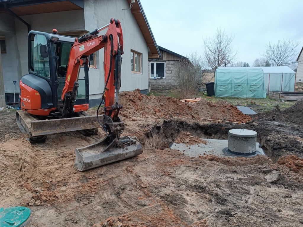 Prace ziemne,usługi koparko ładowarką minikoparką+młot oraz wywrotką