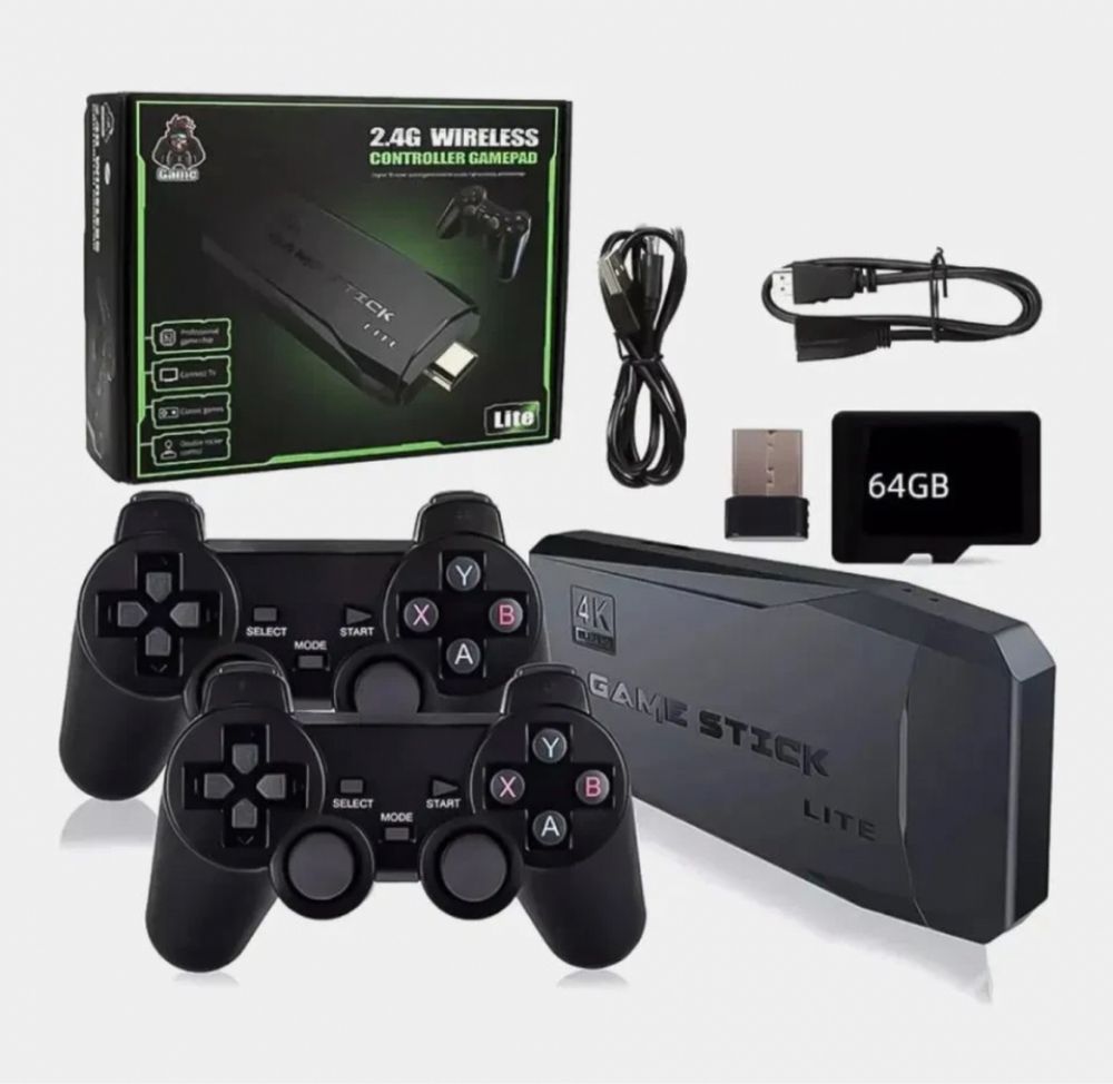 Приставка + 2 бездротові джойстики Game Stick  HDMI Black Sega Dendy