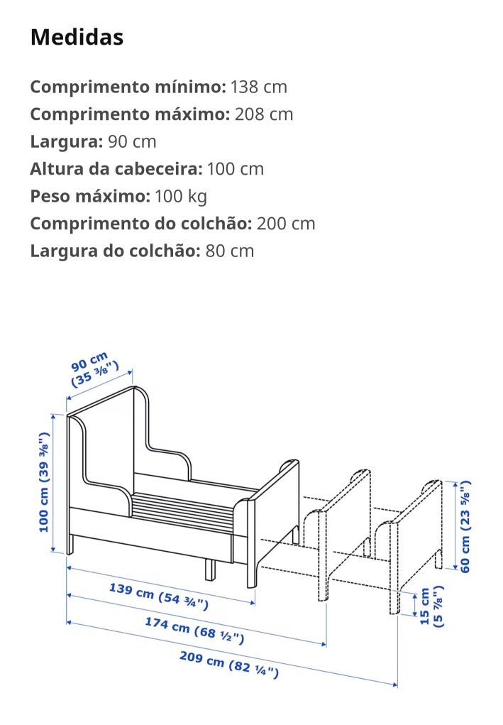 Cama extensível Rosa claro 80*200