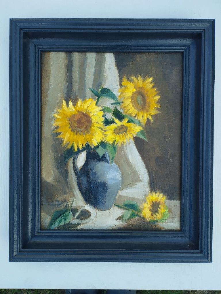 Картина Квіти соняшнику 24×30 см Натюрморт Подсолнухи В рамці.