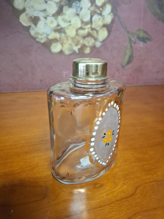 Frasco Vintage em Vidro pintado à Mão. Decorativo/Perfume/Essências.