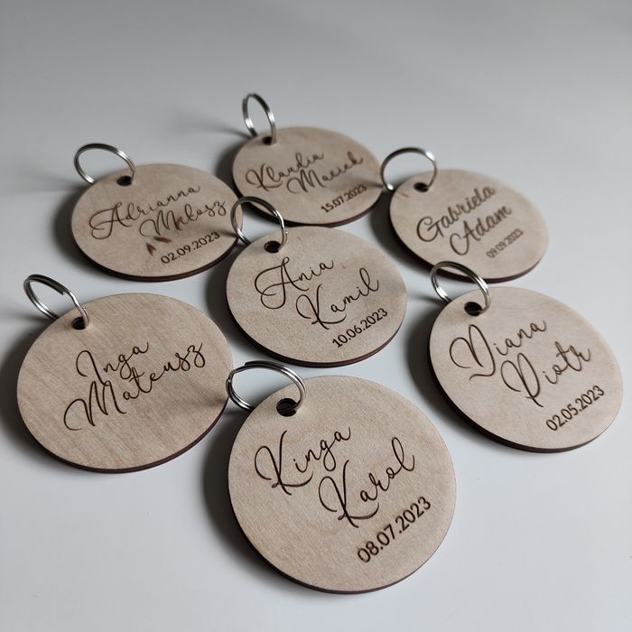 Breloczek z personalizowanym grawerem, podziękowania dla gości