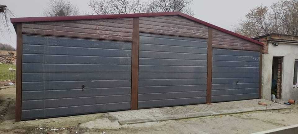 Garaże garaż 9x7 profil zamknięty orzech mat bramy grafit okno filc