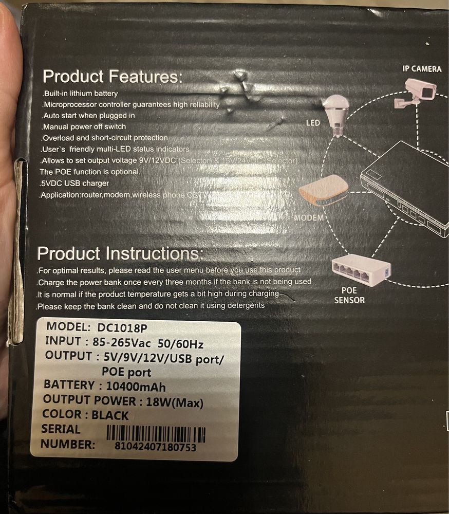 Безперебійник (UPS) DC1018P для WI-FI роутера, mini UPS