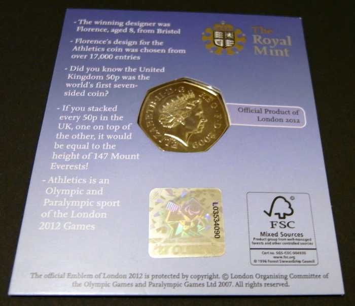 Монета Великобритании - Олимпиада 2012: Blue Peter 2009 50p Coin