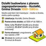 Działki budowlane od 1200 m² – Koziołki k. Łodzi – MPZP, media, asfalt