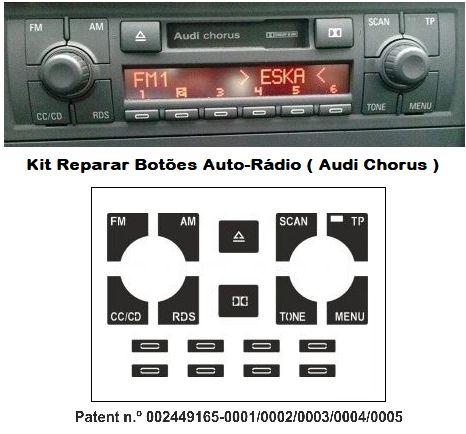 Kit Vinil Reparação Botões Interior Audi A3 8L / 8P