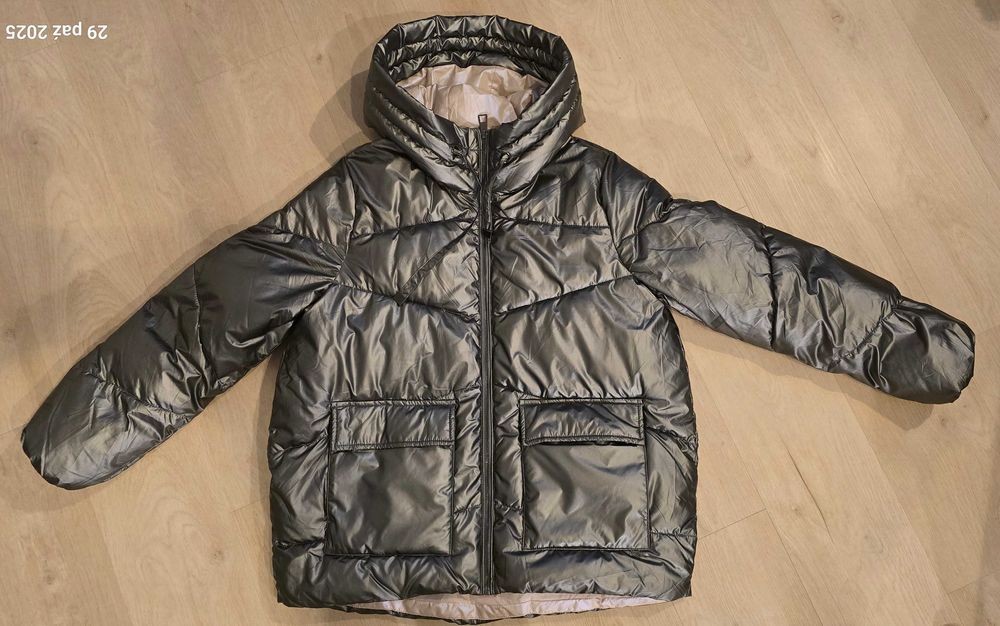 Szara damska pikowana kurtka zimowa Mohito 38