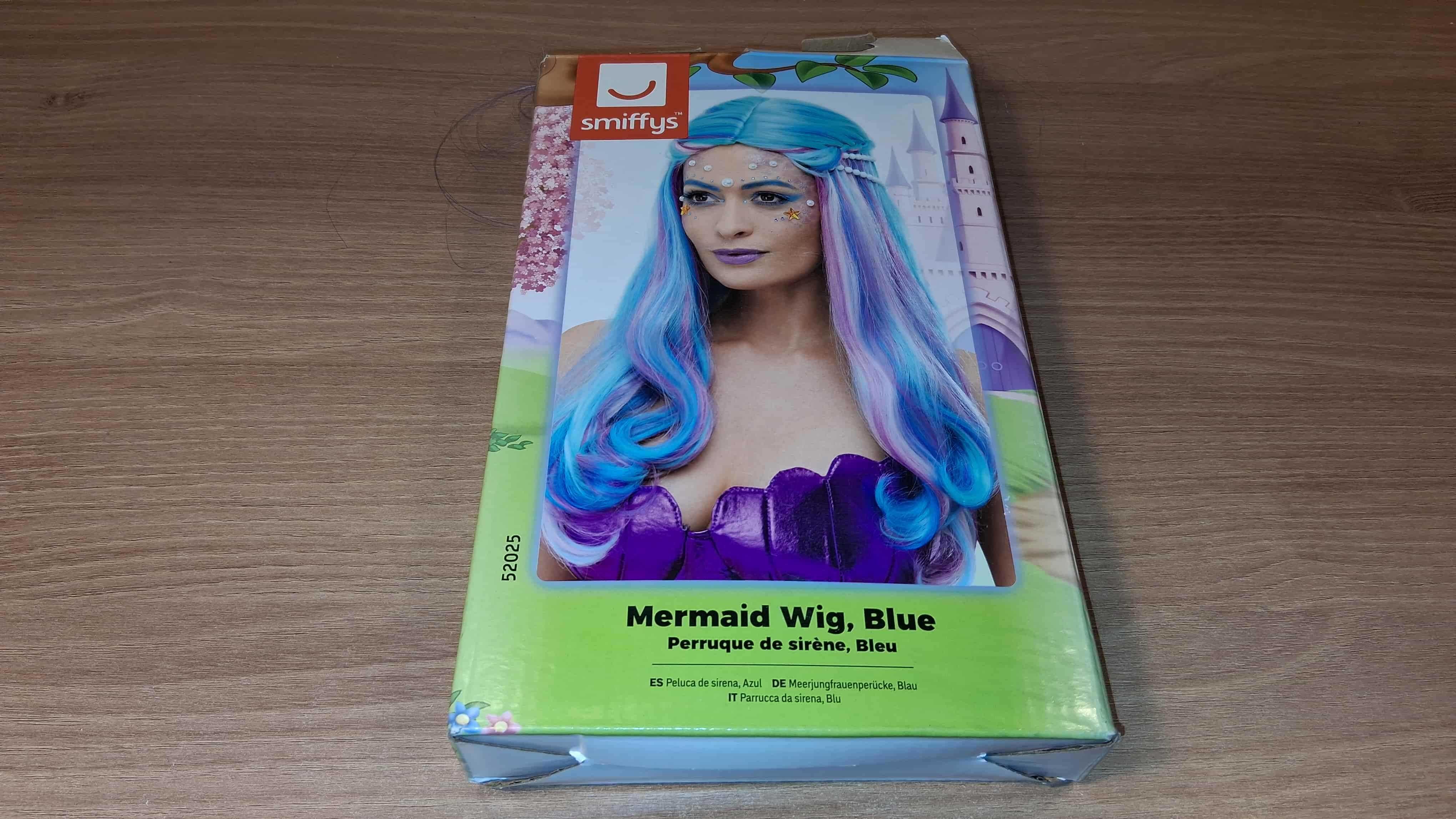 Nowa Peruka Smiffys Syrenka Niebieska Mermaid Wig Blue Box