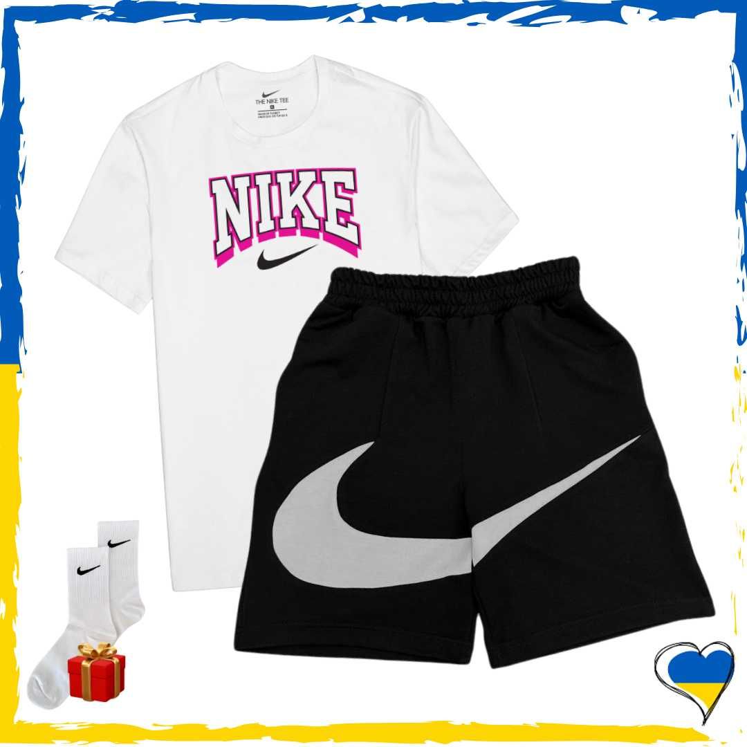 Комплект шорти Nike Big Swoosh та футболка Nike біла/чорна (м1) XS-2XL