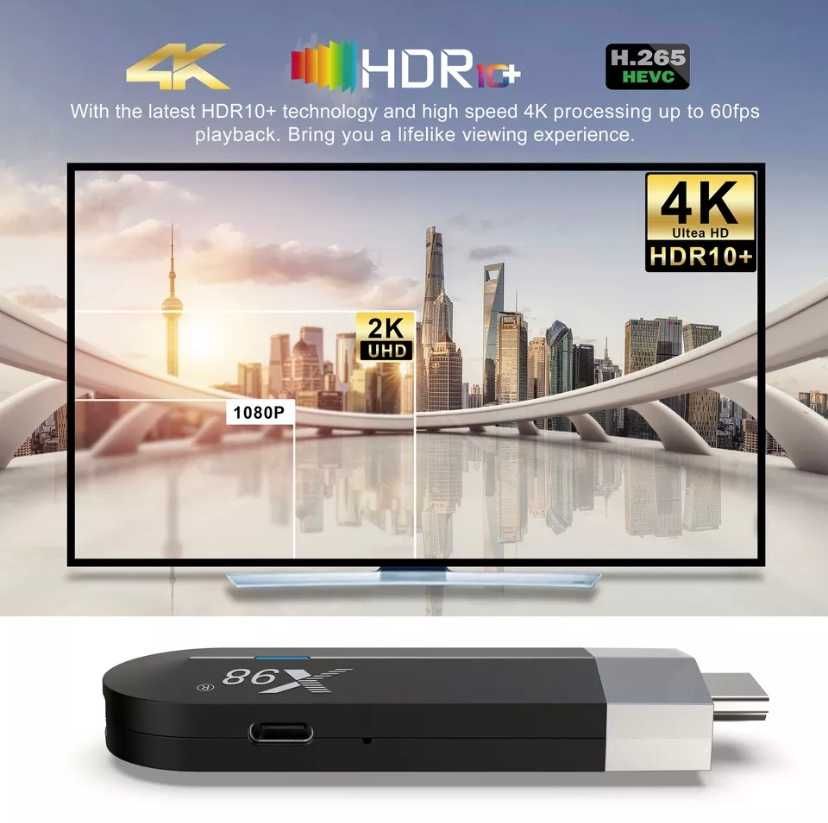 Android Smart TV box X98 S500 stick 4/32 стик  S905Y4  приставка