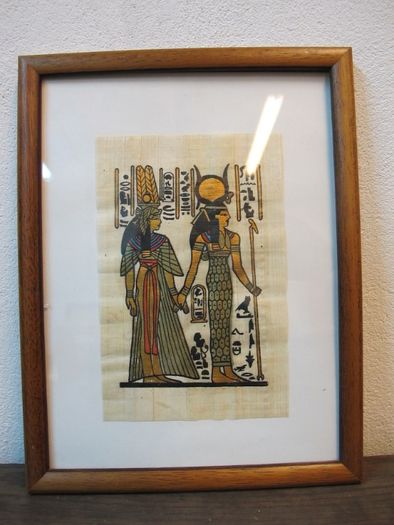Obraz papirus egipski w ramce drewnianej za szkłem