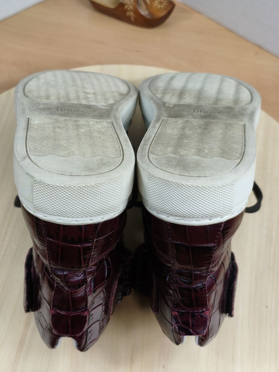 Buty Botki Hugo Boss damskie r.37 bordowe skòrzane lakierowane