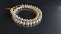 Wyjątkowy elegancki naszyjnik kremowe perły naturalne