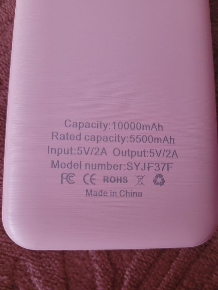 POWERBANK  2×USB/USB-C wyświetlacz LCD 1000 mAh różowy