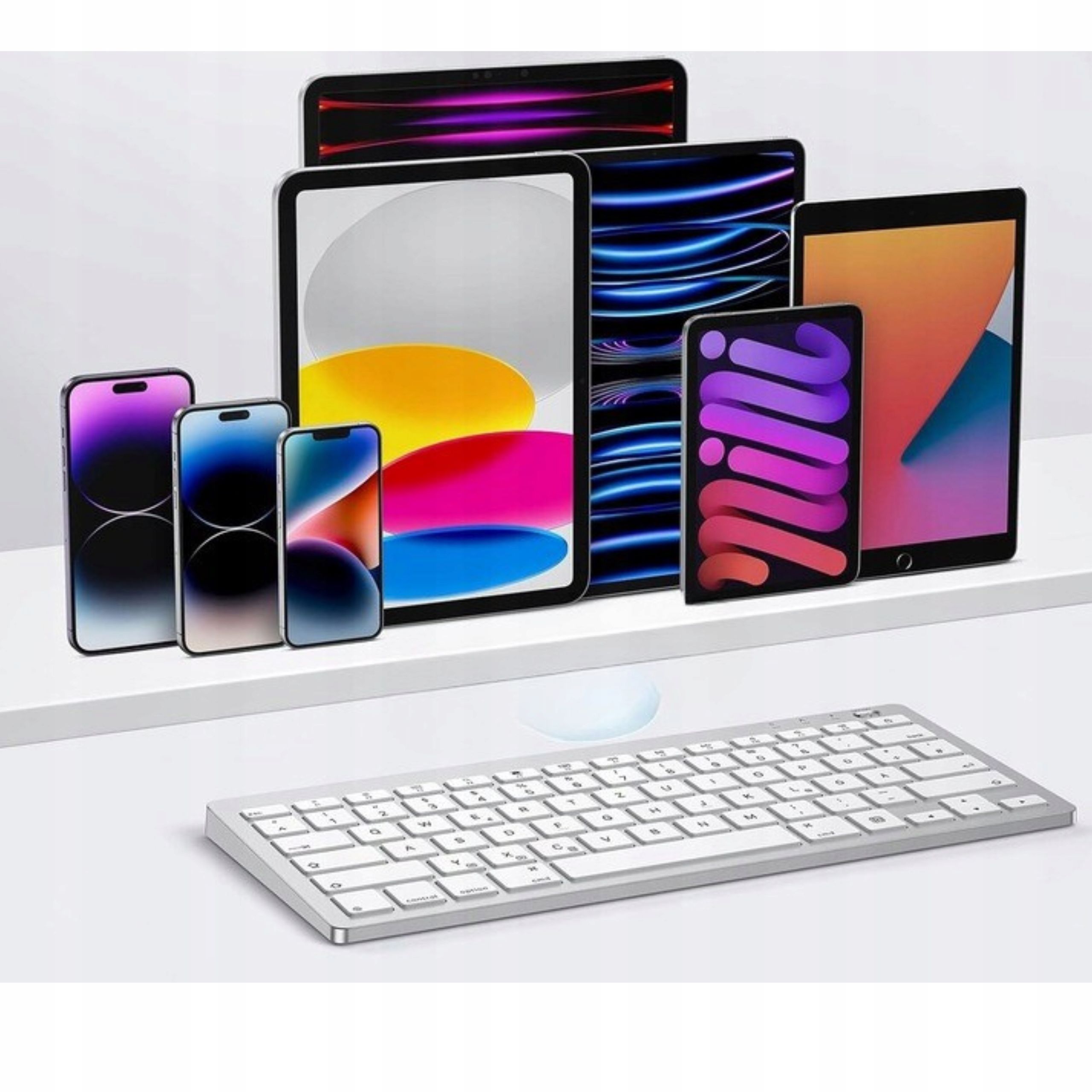 Ultra cienka Klawiatura Bluetooth Qwertz DE Srebrna