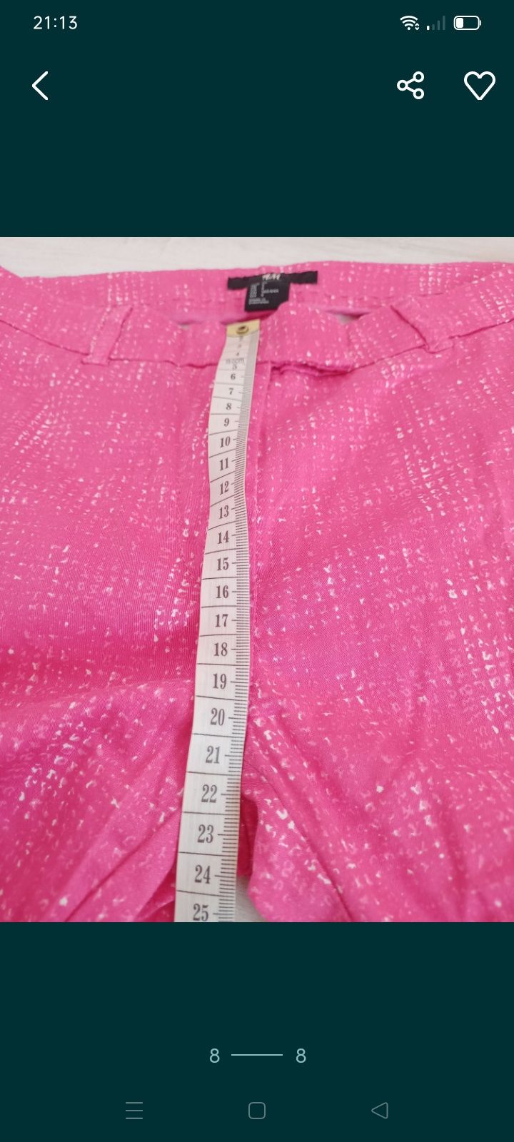 Cygaretki 34 XS S spodnie damskie bawełna chinosy różowe H&M bawełnian