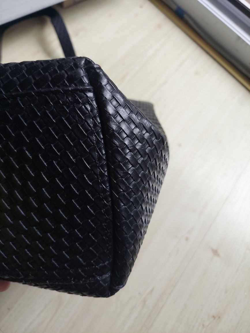 Shopper Ochnik skóra ekologiczna plecionka