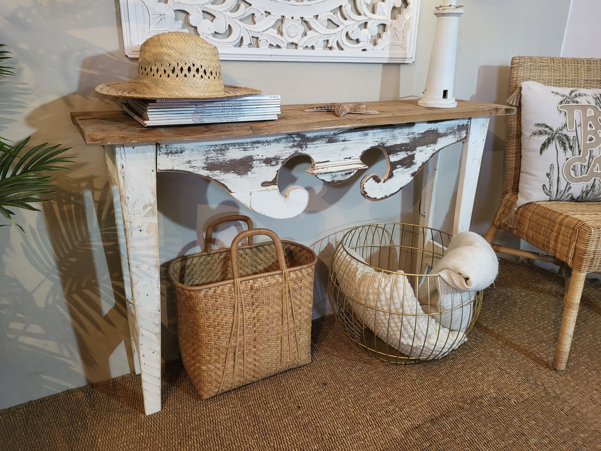 aparador, mesa, consola, decoracao, rustico