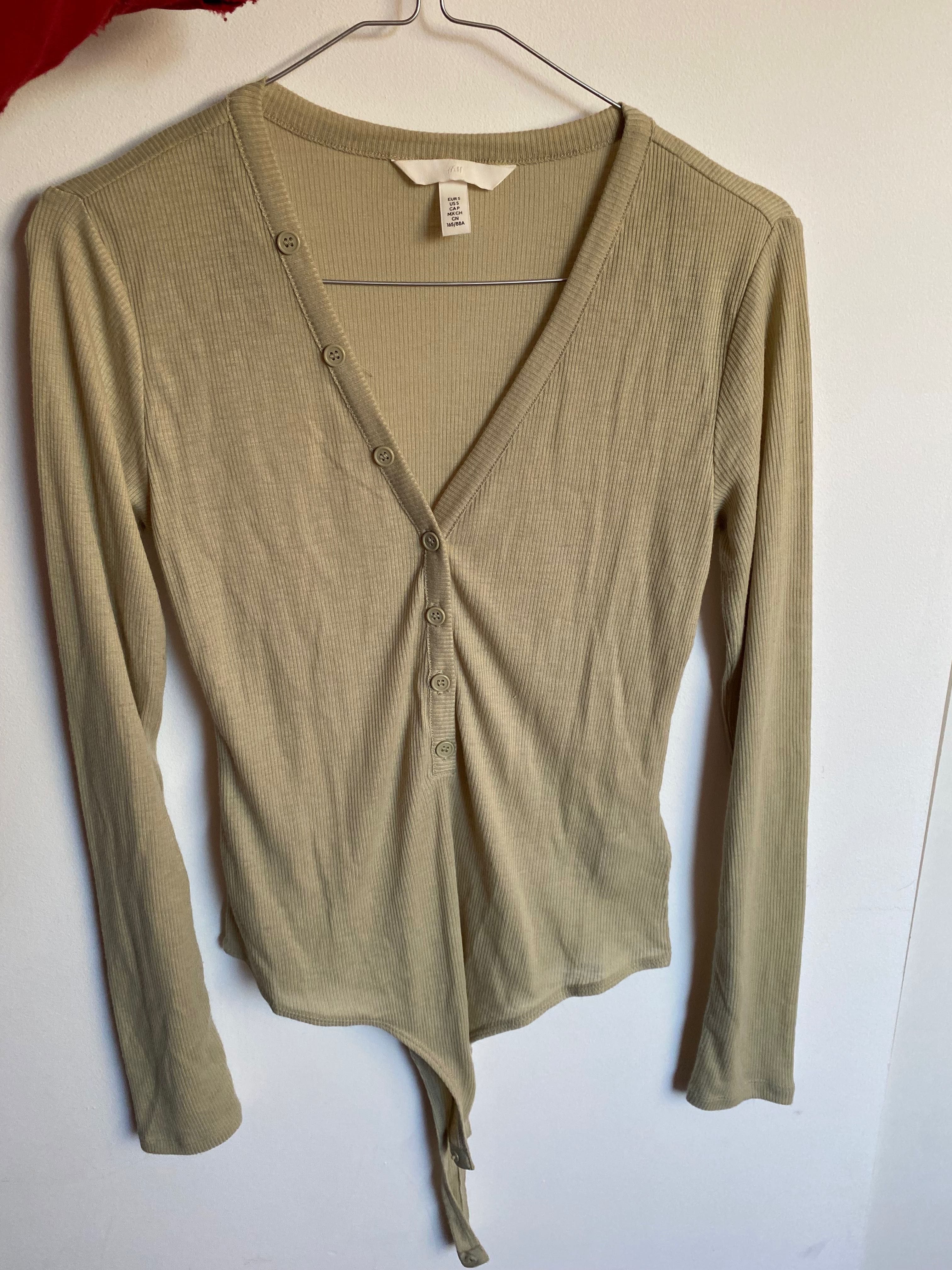 Body H&M pistacjowe damskie długi rękaw
