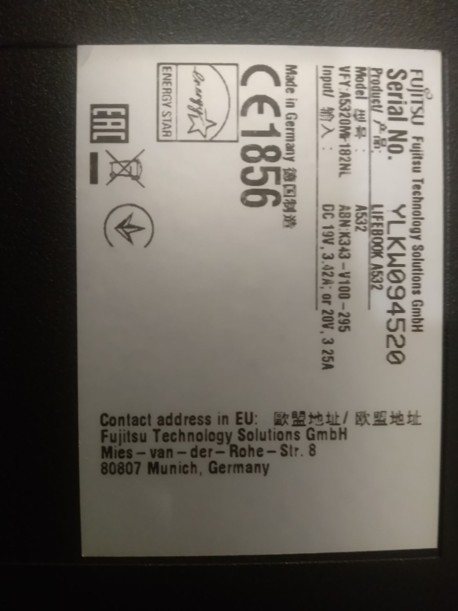 Laptop Fujitsu lifebook A series