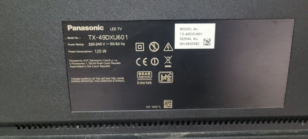 Telewizor Led 4K Panasonic Viera TX-49DXU601 uszkodzony