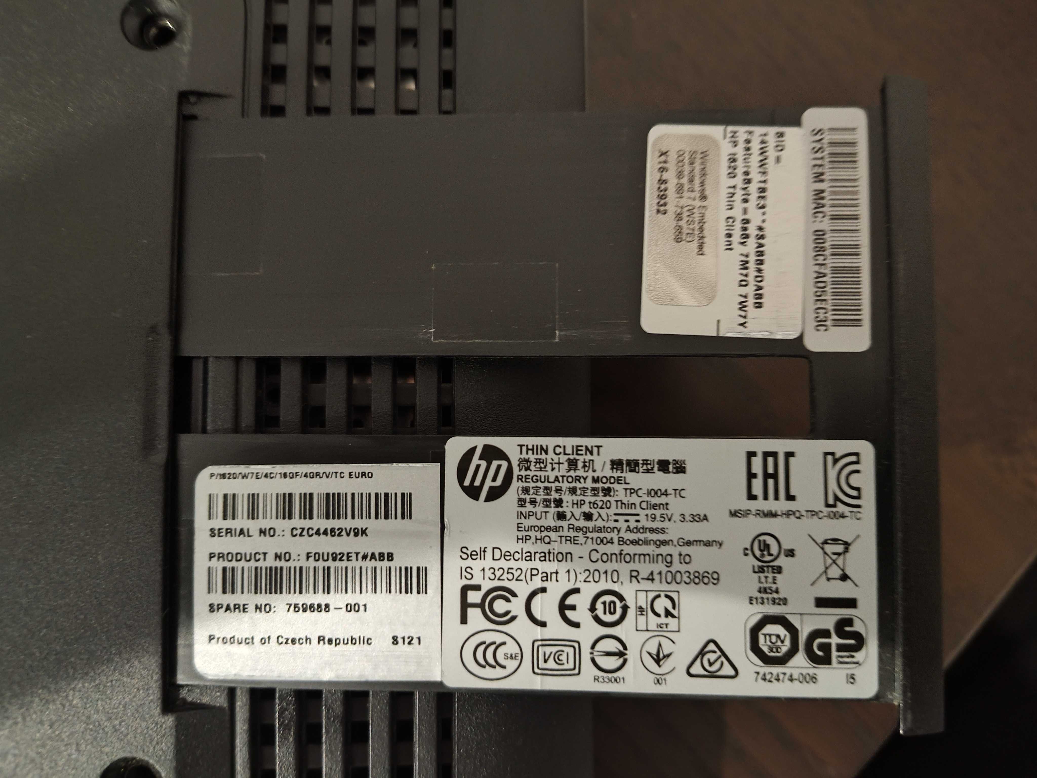 Terminal/Mini PC na domowy serwer HP t620 4-rdzenie GX-415GA 4GB Wi-Fi