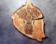 Obraz ręcznie wypalany, plaster, drewno, słoń