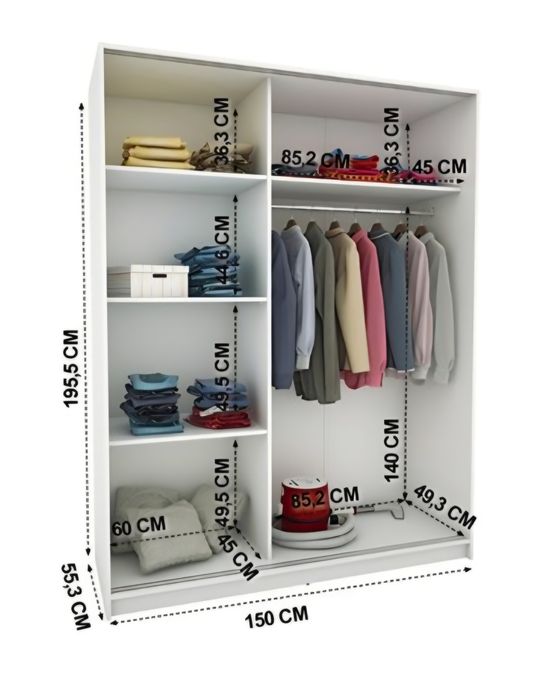 Roupeiro de portas deslizantes com espelho