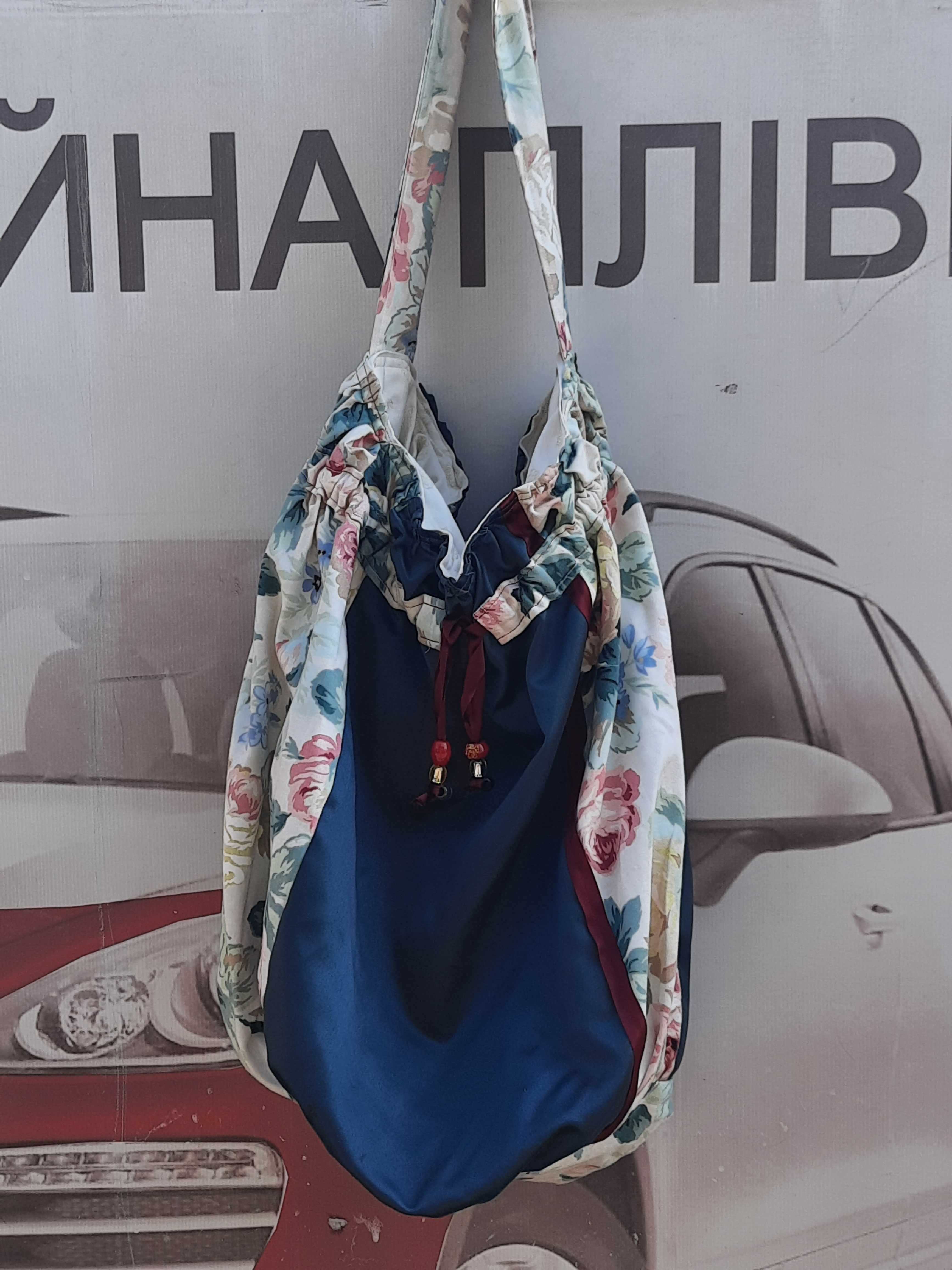 Супер сумка мешок шоппер с цветочным мотивом. В стиле бохо.
