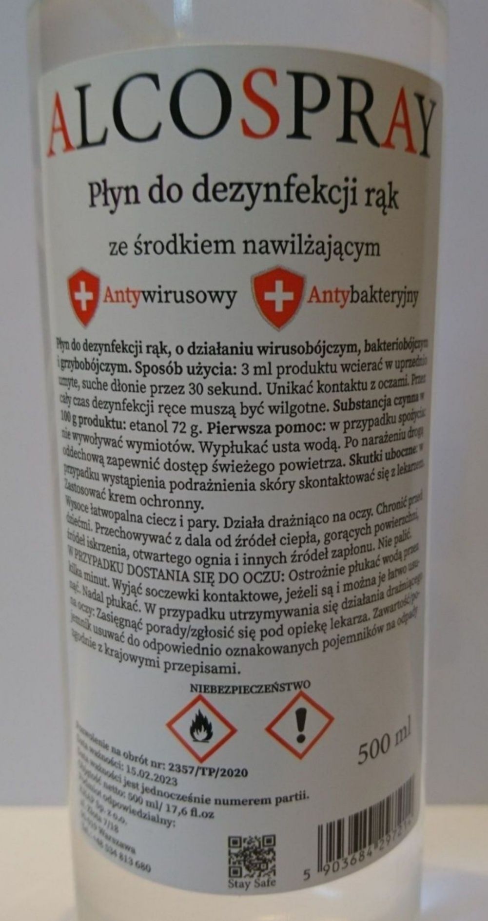 płyn 2 sztuki do dezynfekcji 500 ml Alcospray ze środkiem nawilżającym