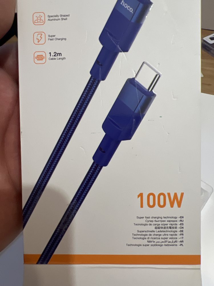 Kabel USB-C do USB-C super ładowanie 100W / niebieski / oplot