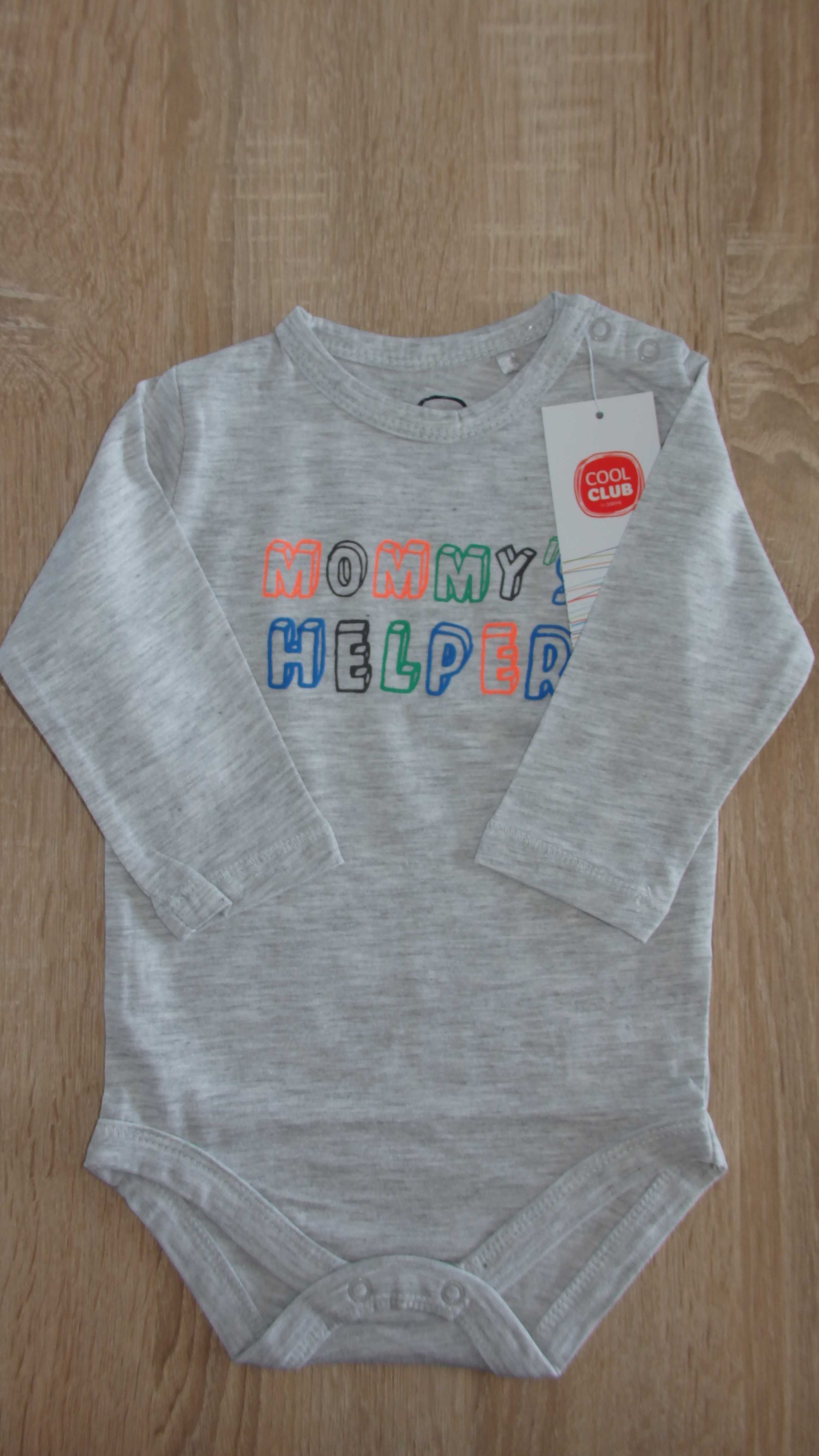 COOL CLUB Smyk body bodziak na długi rękaw szary r. 68